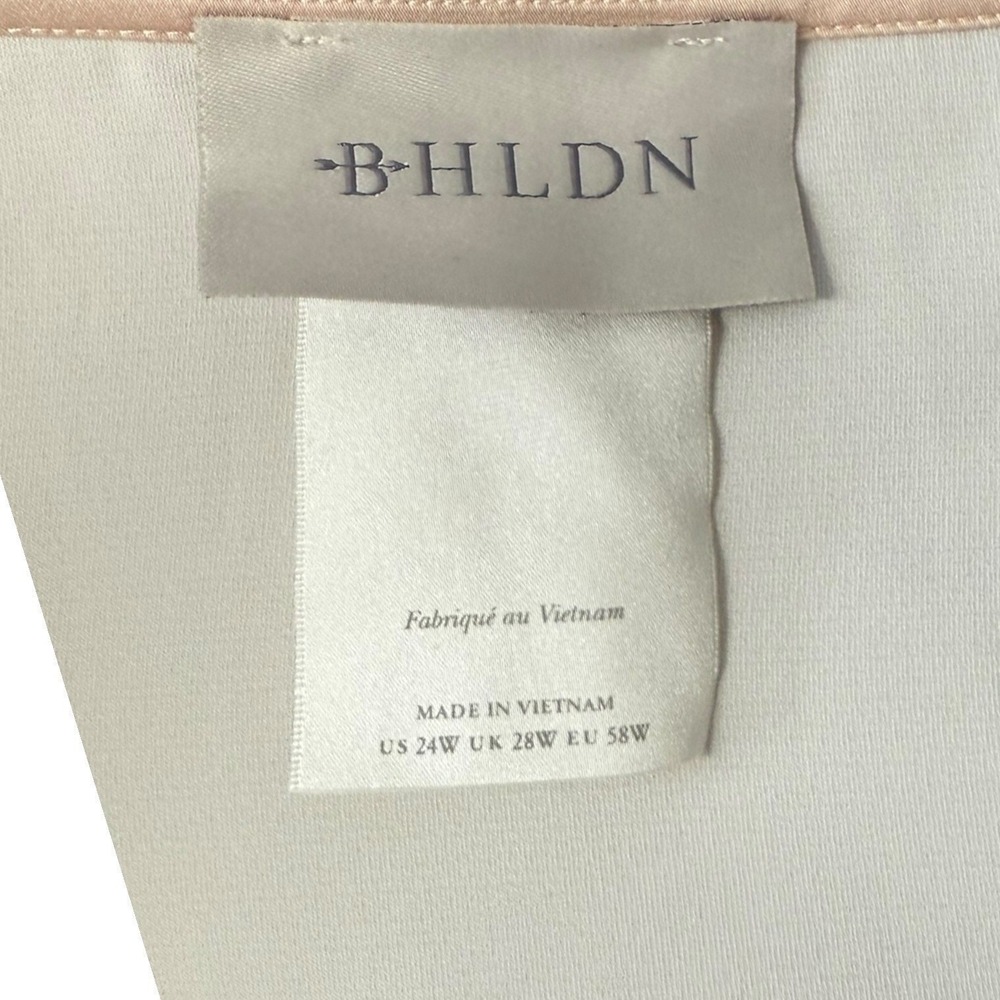 BHLDN Dress Leila Deep V Satin Flutter Sleeve Plus Size 24W Blush Floral Print - Picture 2 of 8